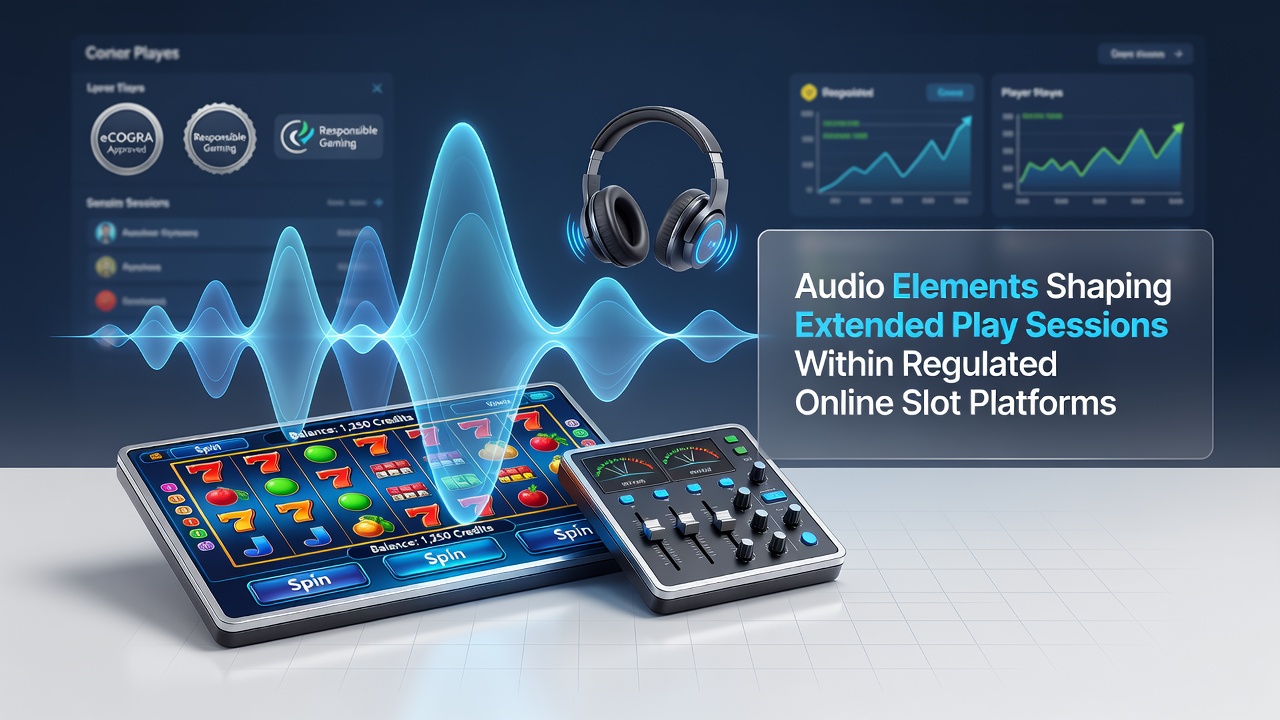 Visual representation of audio waveforms integrated with online slot game interfaces in regulated digital platforms