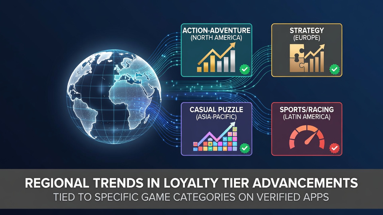 Regional map showing loyalty tier progression patterns across verified gaming apps in different global markets