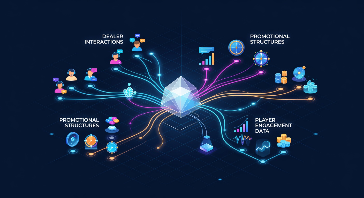 Analytics dashboard displaying connections between live dealer chats and promotional targeting in gaming software