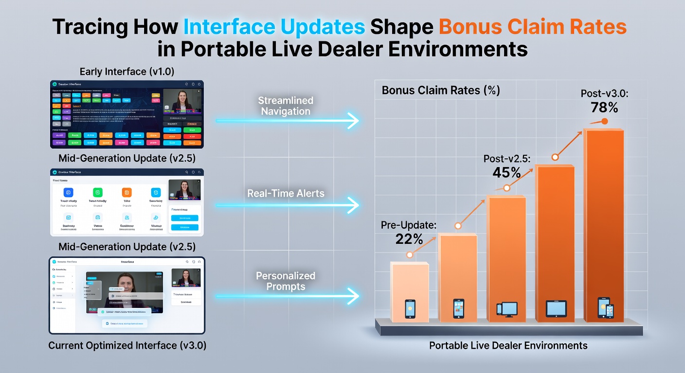 Graph displaying bonus claim rate trends before and after mobile interface updates in live dealer games